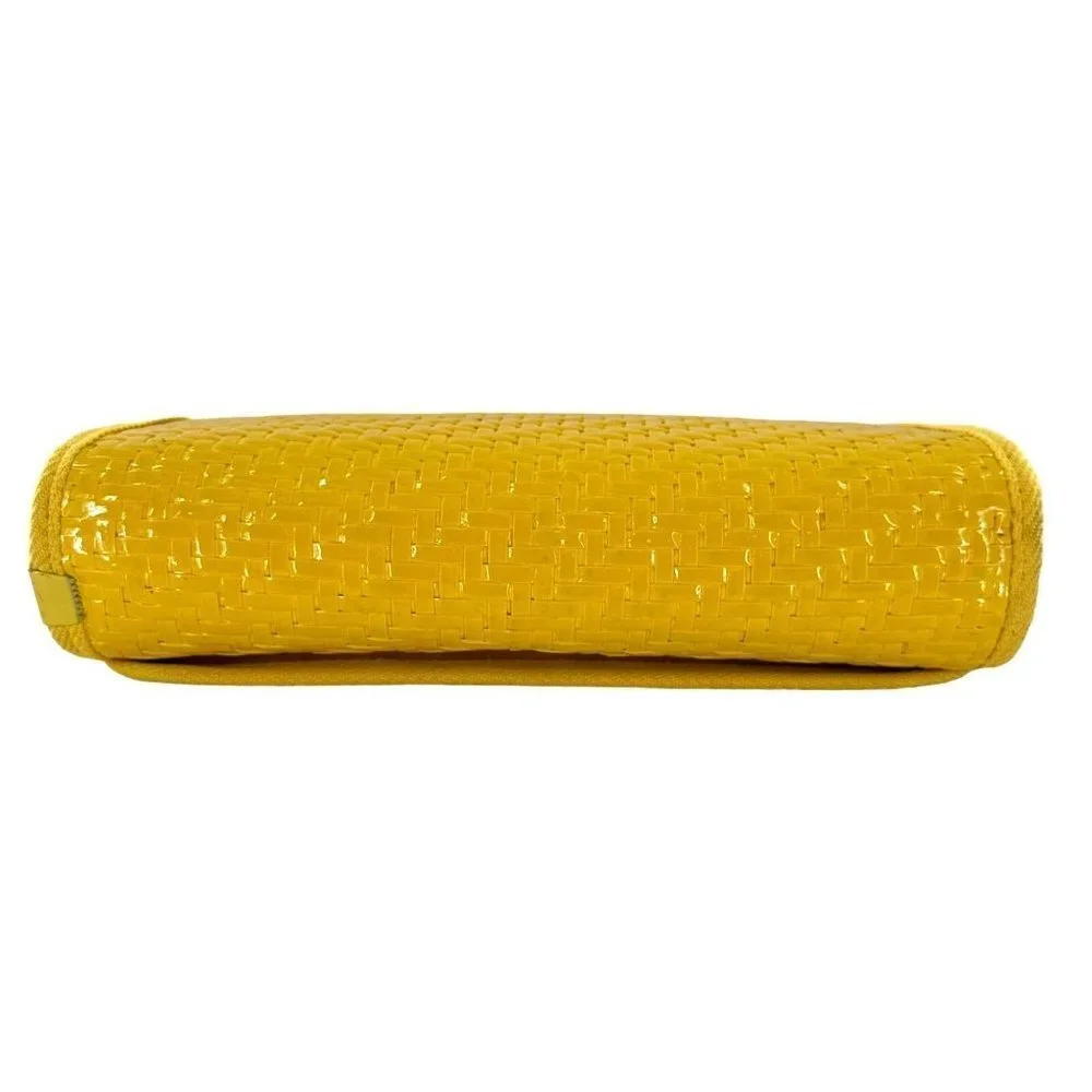 Vintage 90's Lord & Taylor Bright Yellow Woven Wicker Shoulder Bag Crossbody Y2K